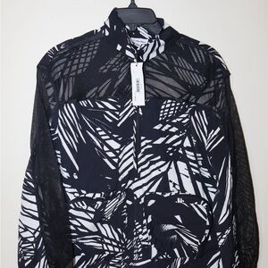 Monochrome Leaf Pattern Men's Windbreaker